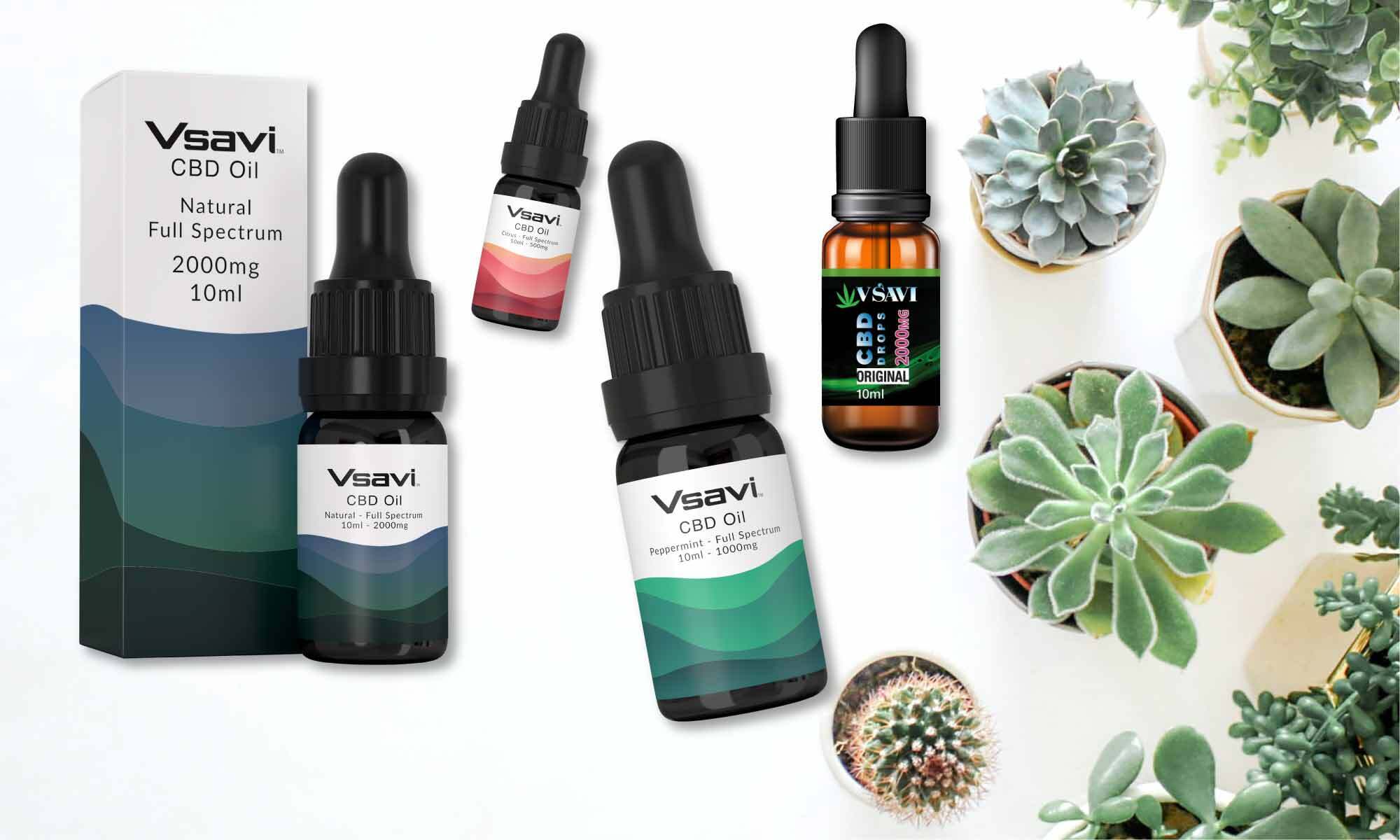 Mixture of Vsavi CBD Bottles and Flavours